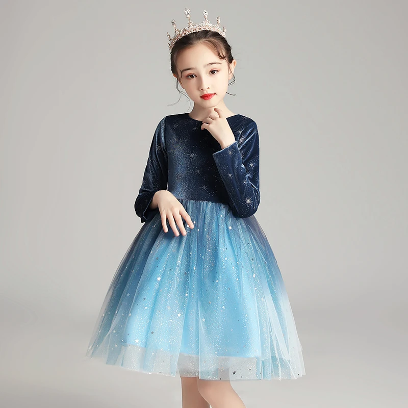 Jacadi Paris - Vestido azul marino de algodón para niña | Childrensalon