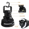 2IN1 Portable LED Camping Lantern with Ceiling Fan 18 LED Flashlight Ceiling Fan for Outdoor Hiking Fishing Outage and Emergency