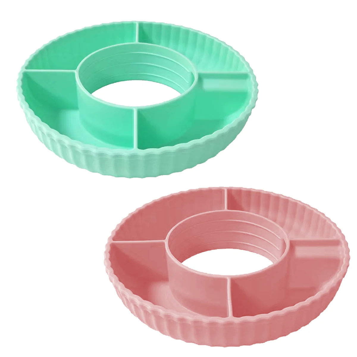 Wholesale 4 Compartment Silicone Reusable Snack Ring Bowl with Handle Snack Tray For Cup 40 oz Divider Plate Bowl factory