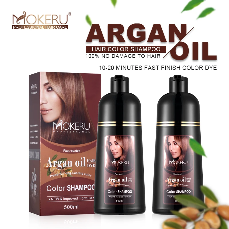 Mokeru Organic Argan Oil Hair Dye 14 Colors Dye Shampoo Fast Coloring