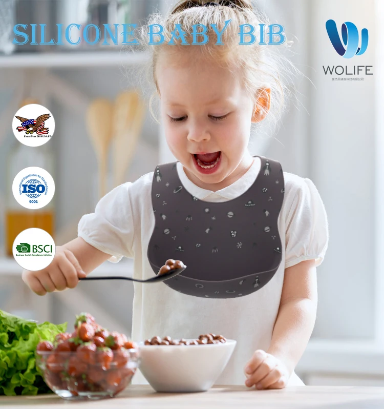 Bpa Free Waterproof Silicone Baby Bib With With Food Catcher Baby