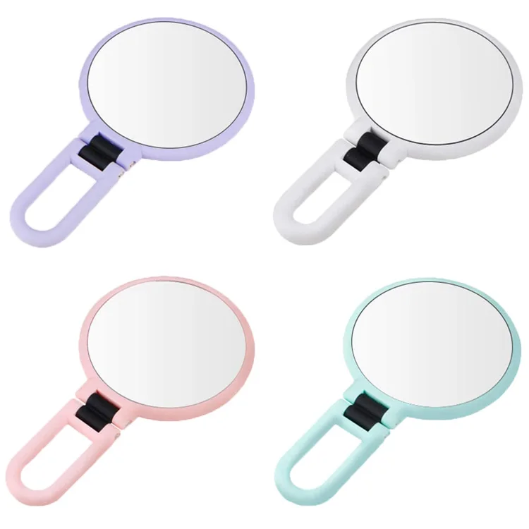 1x 5x Magnifying Hand Held Mirror Double Side Folding Hand Mirror For