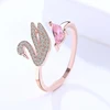 Engraved ring 925 sterling silver swan diamond adjustable rings for girls