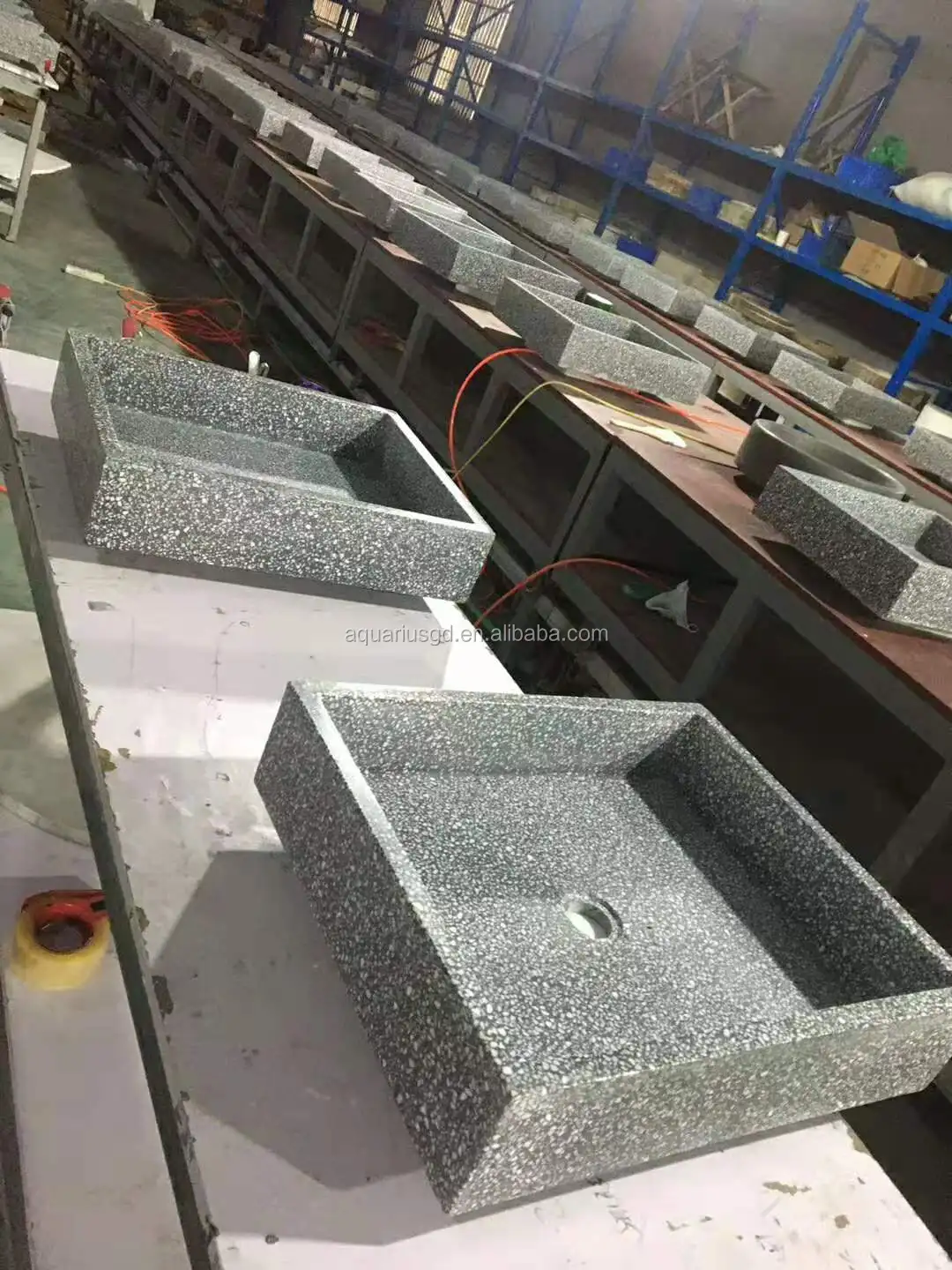 新款混凝土台面洗手盆水磨石浴室洗手盆圆形洗手盆