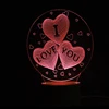 Colorful Night Light 2018 Amazon Hot Gifts of 3D Lamp Wedding Gifts 3D Creative Three Heart Love Led