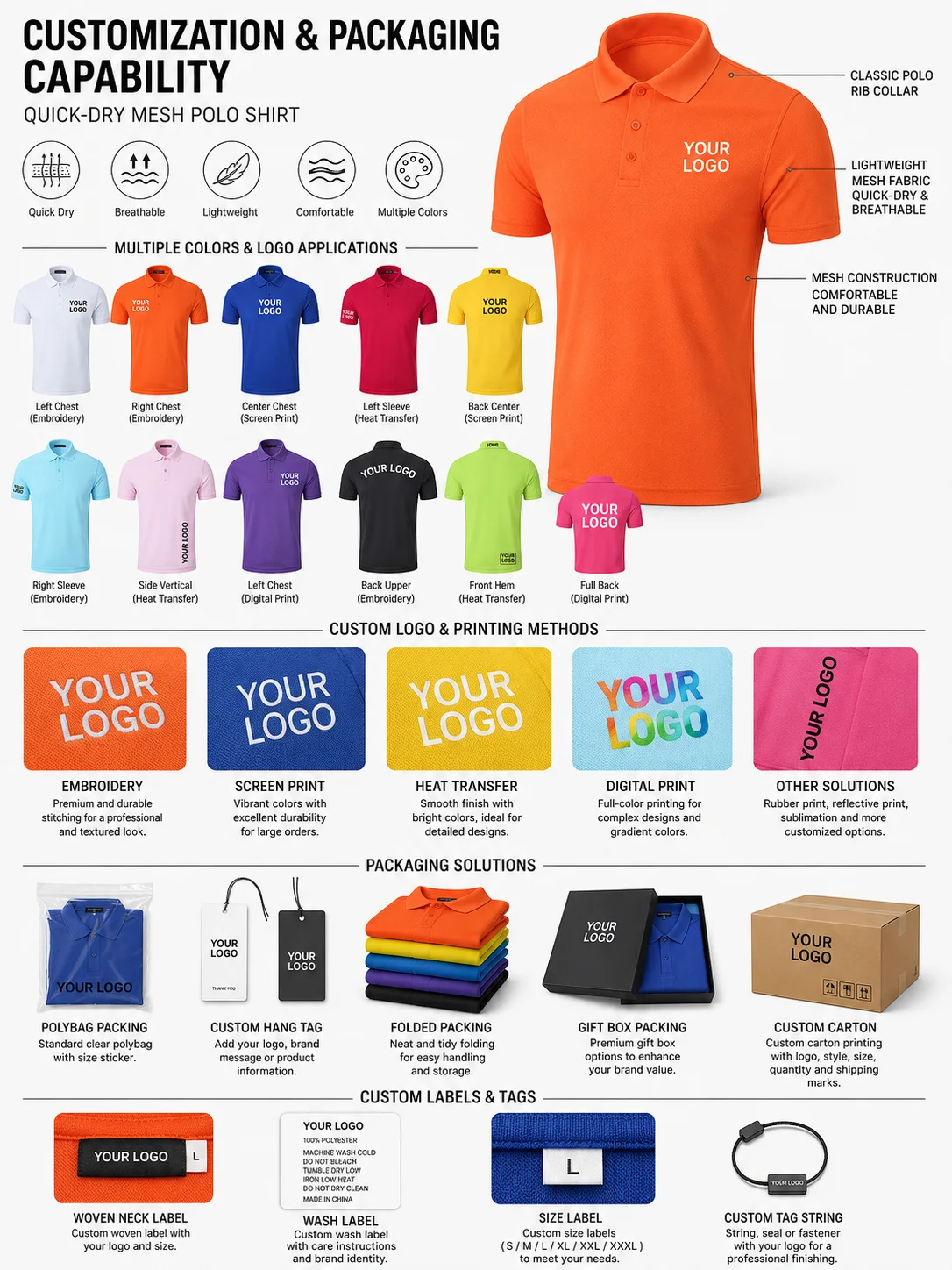 Quick Dry Mesh Polo Shirt Breathable Short Sleeve Custom Logo Sports Corporate Uniform Golf OEM