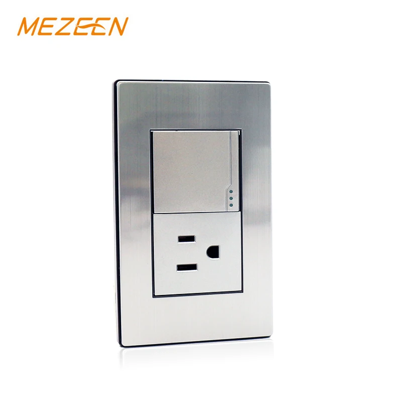 1 gang switch with 3 hole  socket high quality stainless steel panel for south America switch