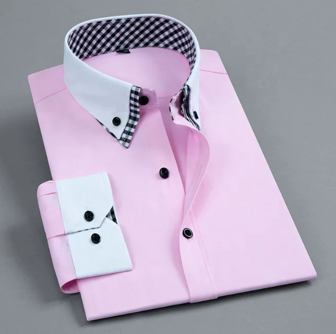 Venta al por mayor camisa de los hombres de doble cuello Hecho En China Doble Camisa De Cuello Encuentro Diseño