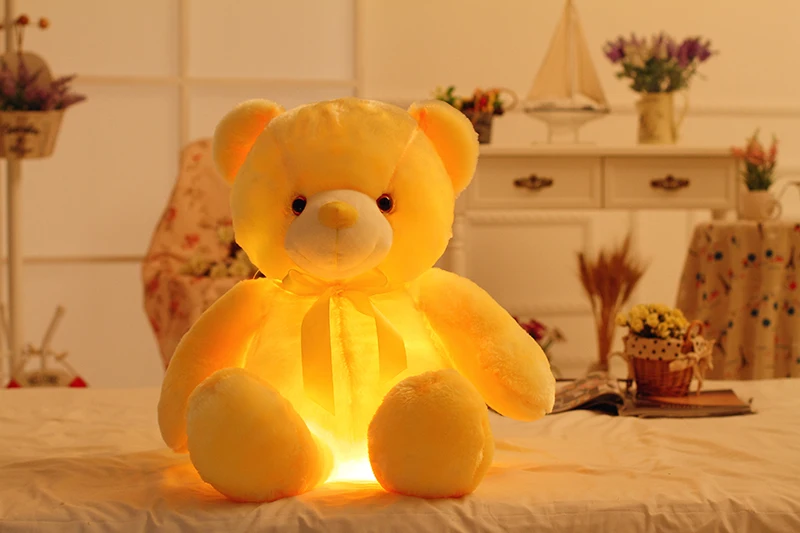 LED Light Teddy Bear Stuffed Animals Plush Toy Christmas Gift for Kids Pillow 