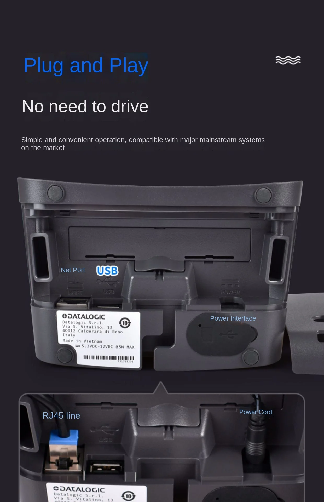 Datalogic 3450vsi USB Supermarket Cashier Mobile Phone Barcode Sweeper Scanner Platform 3-Year Warranty 5mils Optical Resolution