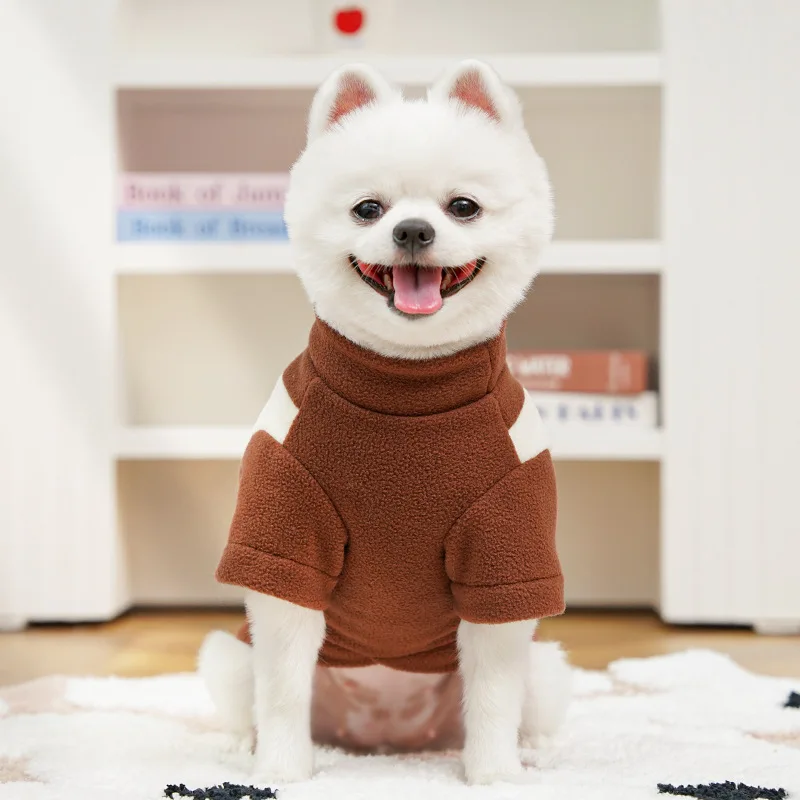 Autumn Winter New Pet Dog Cat Clothing Corgi Sports Base Shirt Fleece-Lined Dog Clothing Cat Supplies Made Polyester Classic