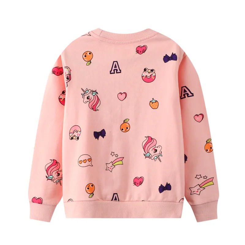 热卖卡通印花独角兽字母儿童连帽衫儿童服装冬季女孩衣服