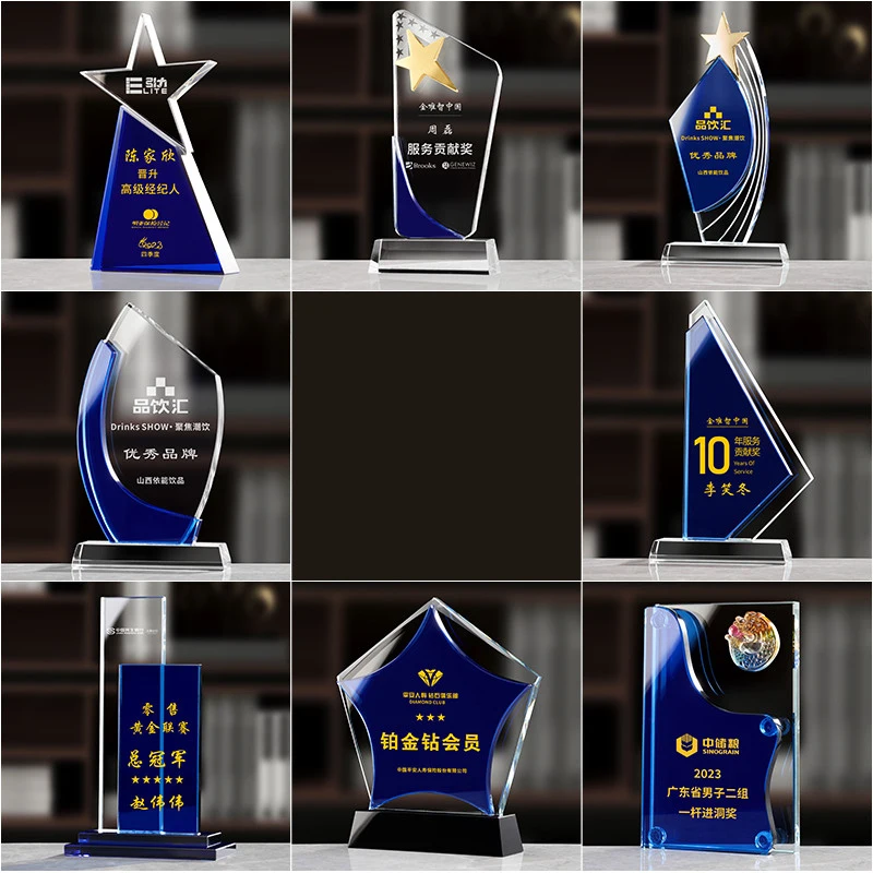 2025 New Style Crystal Glass Trophy Awards Metal and Acrylic Medal & Plaque UV Printing for Sports Events & Welcome Gifts factory