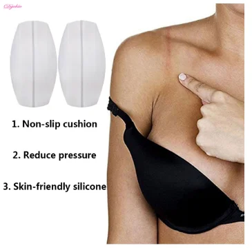 Womens Soft Silicone Bra Strap Cushions Holder Non-slip Shoulder Protectors Pads 2Pair, Breathability-Black 