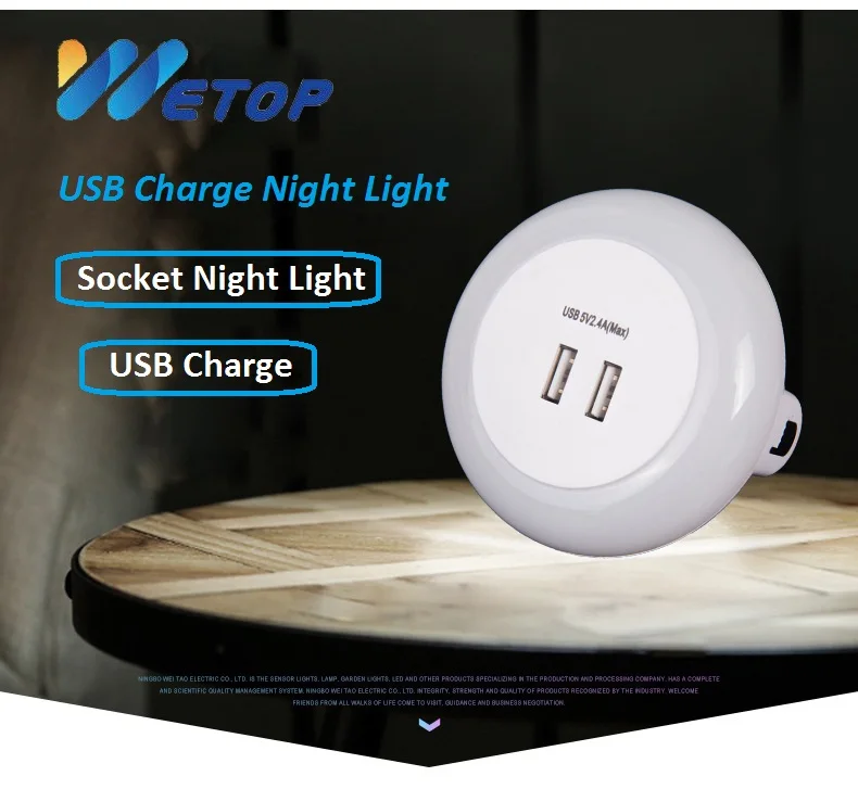 Wetop Plug-In Led Night Light with Auto Dusk to Dawn Sensor for Bedroom, Bathroom, Kitchen, Hallway, Stairs