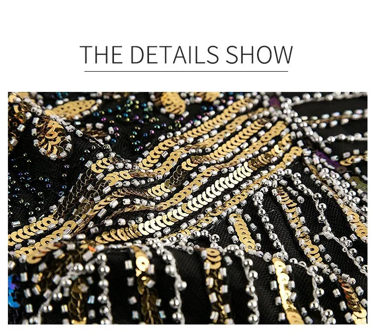 XXXL Size 1920S Vintage Sequin Charleston Dress Great Gatsby Sexy Women Evening Party Shining Bling Tassel Dress