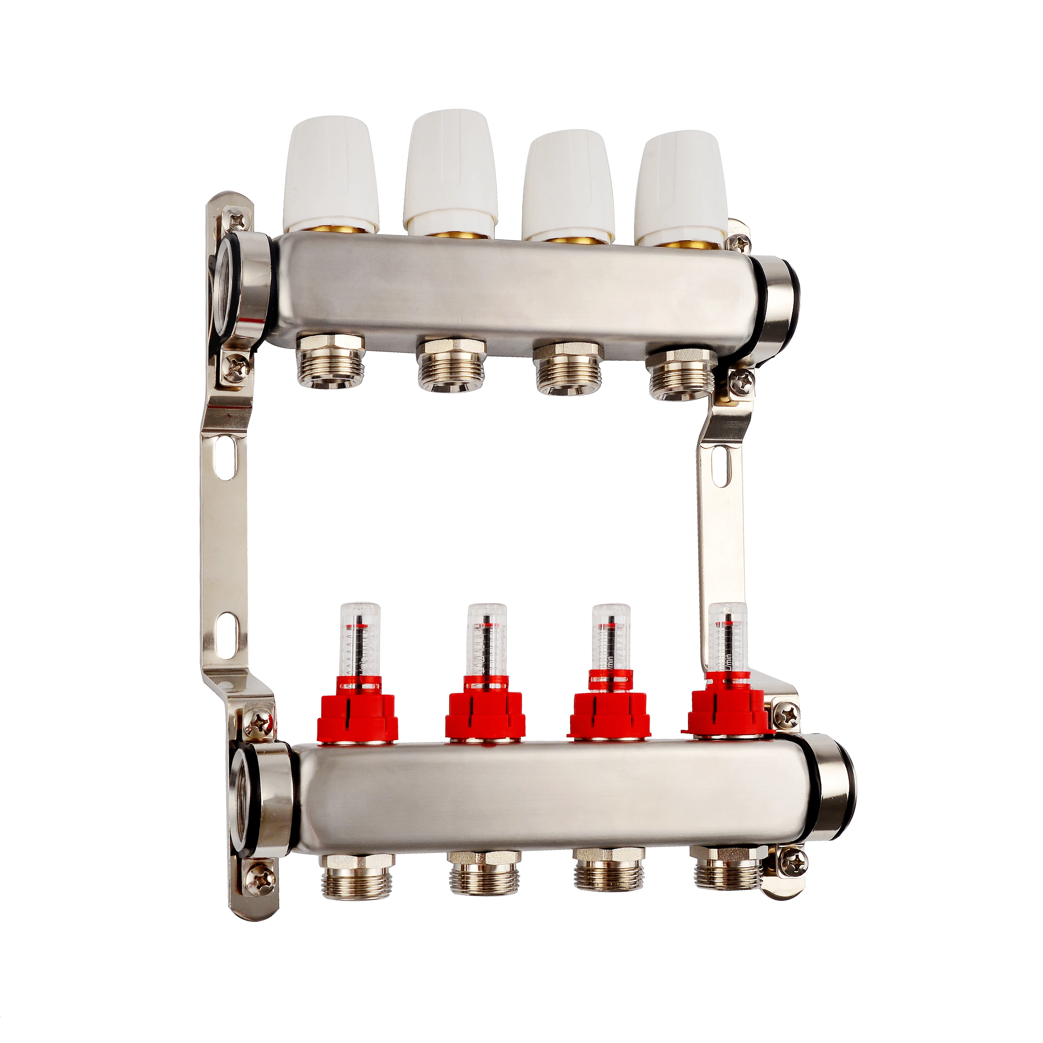 
SU-J520 HVAC Under floor heating collector Flowmeter Manifolds, High Quality Brass stainless steel manifolds 
