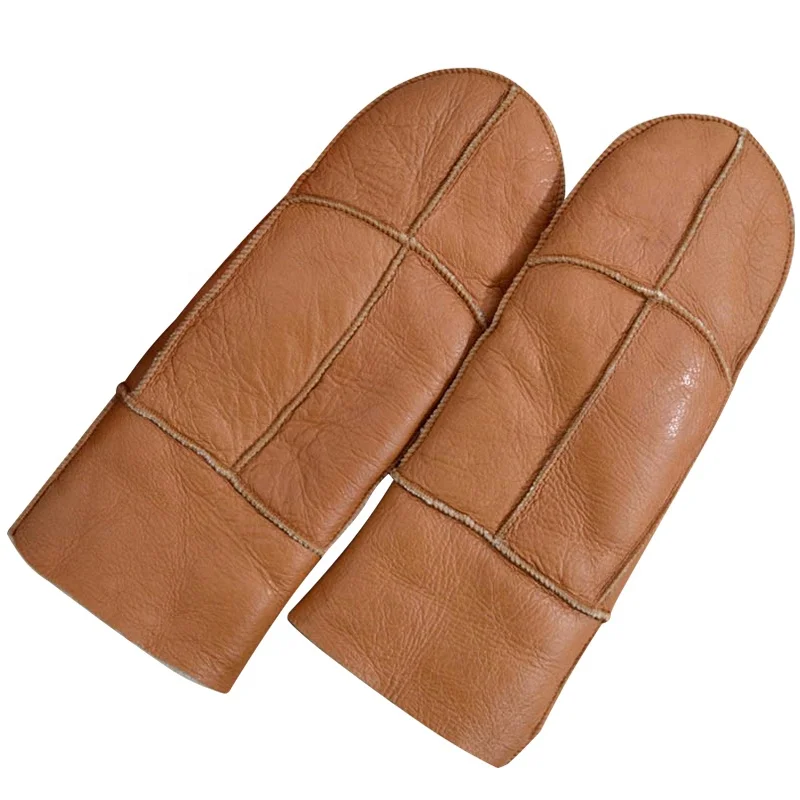 Fur Mittens Womens Sheepskin Leather Fur Lined Gloves For Winter Fully Soft Shearling Inside