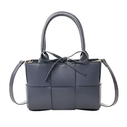 Trendy Personalized Luxury Designer High Quality New Fashion Pu Leather Woven Tote Bag Alibaba Handbag
