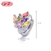Factory Supply New Design White Gold Hoop Simple Huggie Earring With Colored Cz