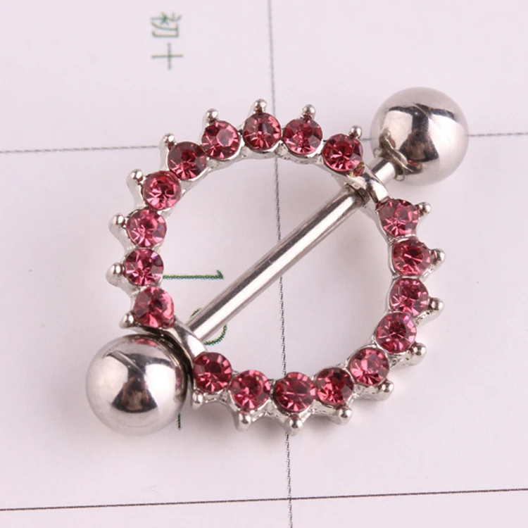 5 Paires Anneaux Piercing Mamelon Acier Inoxydable - Styles Cœur, CZ, Barbell - Pour Femmes - 14G