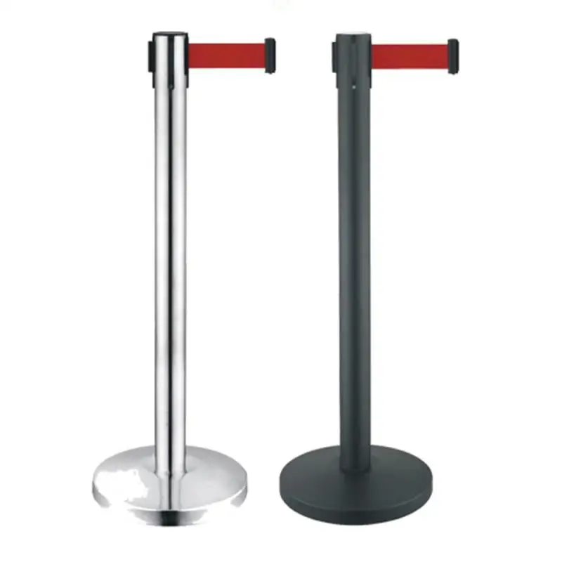 High Quality Black Silver Golden Metal Cast Iron Base Modern Queue Line Crowd Control Traffic Barrier Retractable Belt Stanchion