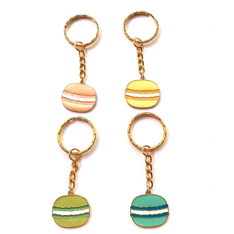 搪瓷食品macarone蛋糕钥匙扣金属袋车马卡龙钥匙链首饰礼品女性时尚