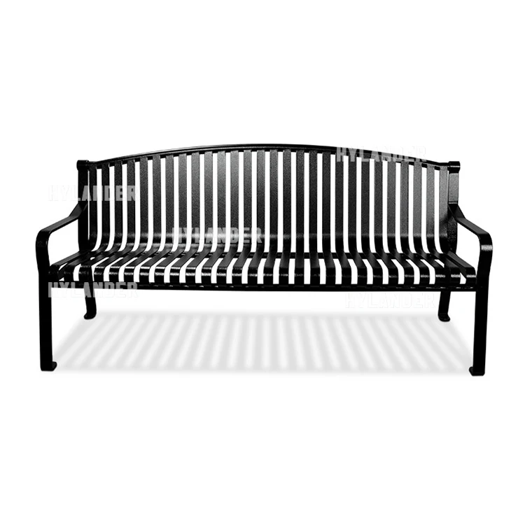 Metal Outdoor Seating Bench Flat Steel Public Bench Outdoor Park Chairs