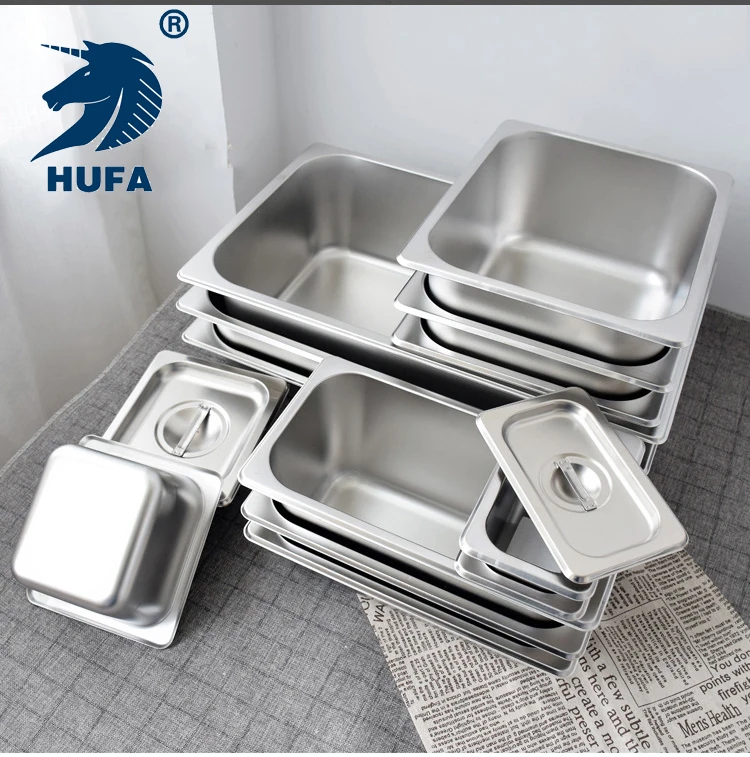1/6 6.5cm Depth European Style High Quality Gastronorm Pan With Reinforced Edge 201 Stainless Steel Buffet Storage Container