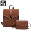 VEISK New Vintage Backpack 2Pcs Set Women Backpack PU Leather School Bag Women Casual A4 Paper Women Backpacks Shoulder Bag
