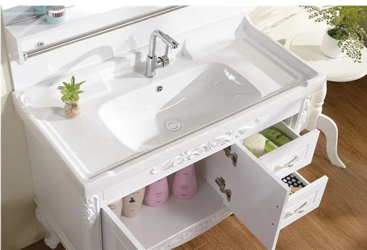 European style PVC floor - to - floor bathroom cabinet basin cabinet ceramic basin countertop toilet wash basin