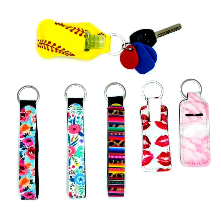 Rts Sublimation Neoprene Retangular Keychain Custom Key Holder Wristlet