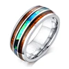 Man 8mm High Polished Tungsten Carbide Ring Abalone Shell Material 2.6mm Width Koa Wood Inlay Wedding Engagement Boyfriend Gift