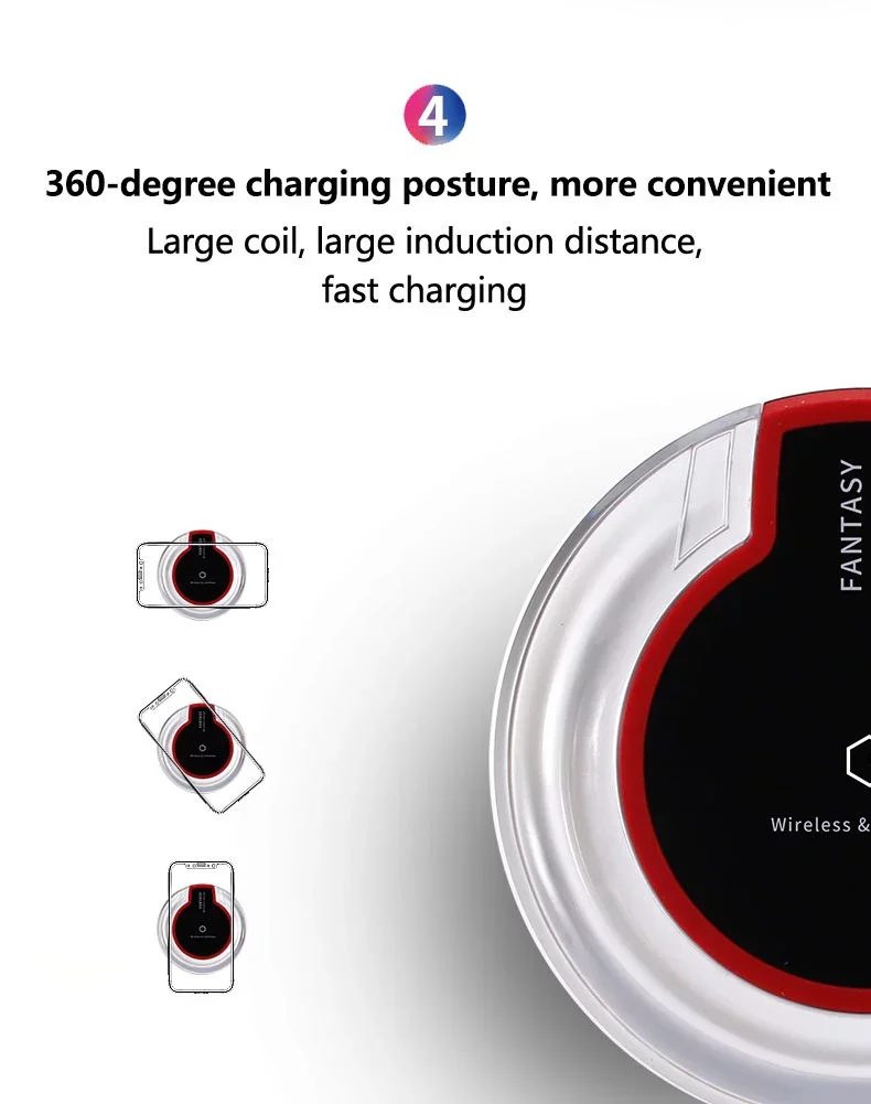 Crystal K9 Wireless Charger For iphone X/XS MAX Qi Fast Charge Wireless Charging Base Transmitter Round for Android Mobile Phone