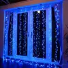 Diy bedroom Blue twinkle 300 led window curtain string lights for bedroom decorations flashing led curtain lights christmas