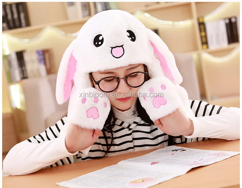 Ears Popping Up When Pressing The Paws Topwon Cute Plush Bunny Hat Rabbit Cap LED Bunny Hat 