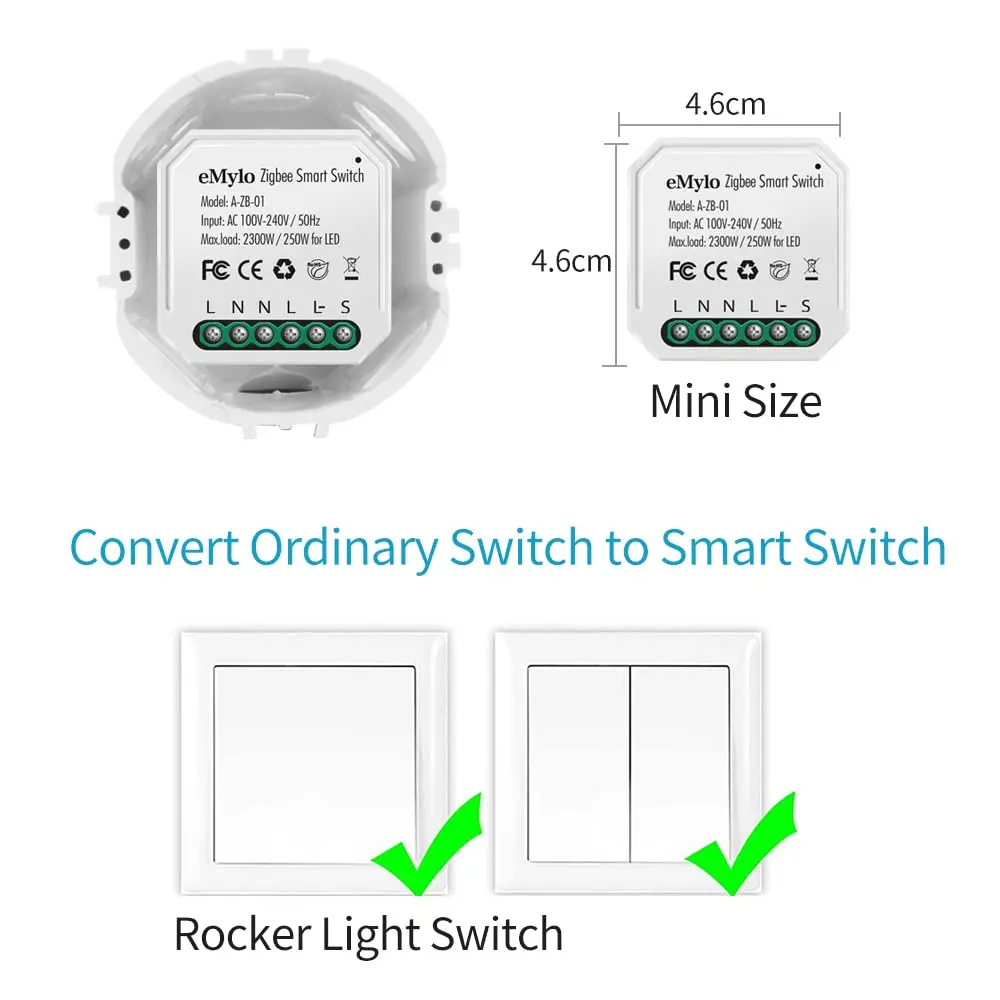 Emylo Mini Smart Zigbee Relay Switch Wireless Remote Control Zigbee Light Switch Ac V A Diy