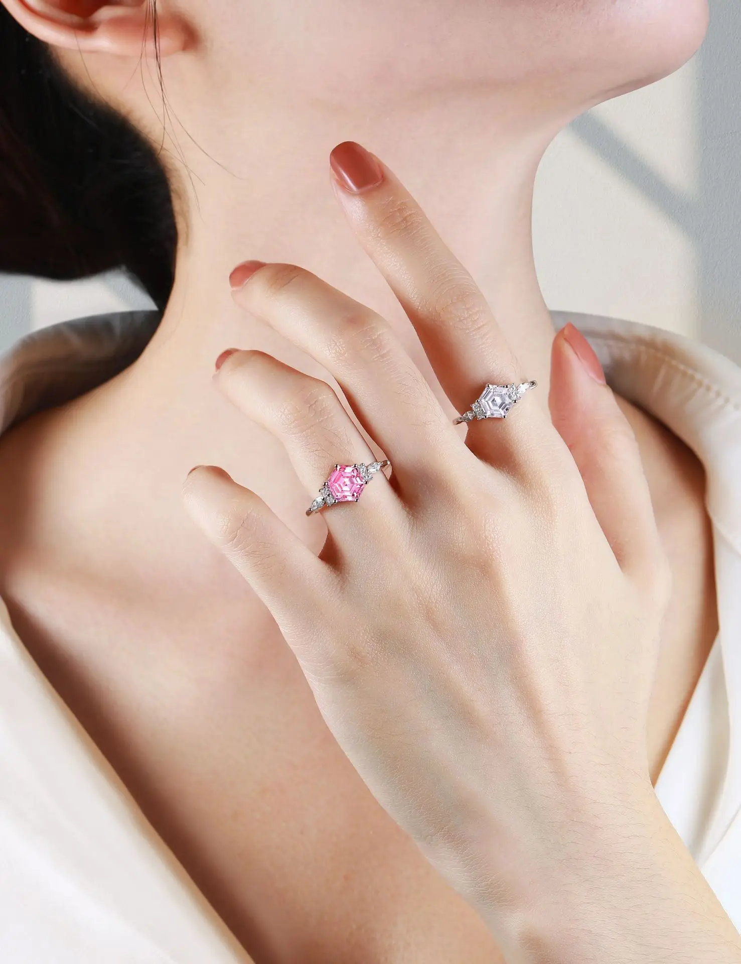 Niche High-grade 925 Sterling Silver Hexagon Flame Color Ring Luxury Women Diamond Ring Lab Diamond Treasure Sapphire Fine Ring