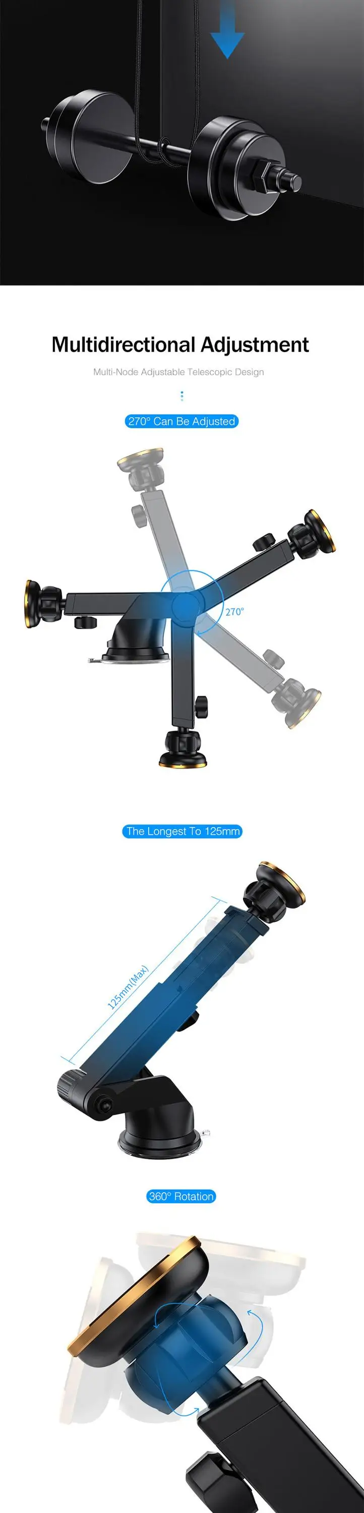 EONLINE Suction cup Car phone Holder Car Barcket telescopic Mount For iPhone 8 X XS Max Samsung Xiaomi Mobile Phone Holder Stand