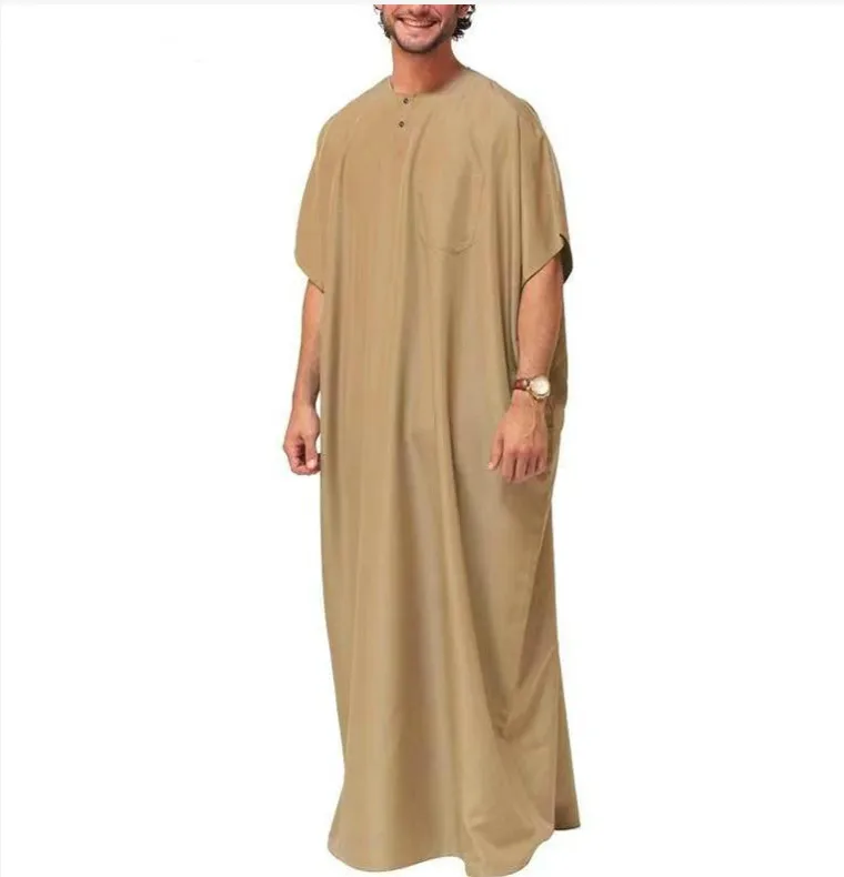 short jalaba dress Short Sleeve Islamic Clothing Kaftan Jubah Abaya Jalabya Arabic Thobe Jalaba Muslim Long Dress Man Perfect for Cultural Dress