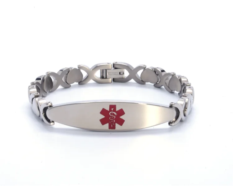 Acier Inoxydable or Rose Femmes Bracelet Médical Bracelet diabète de type 2