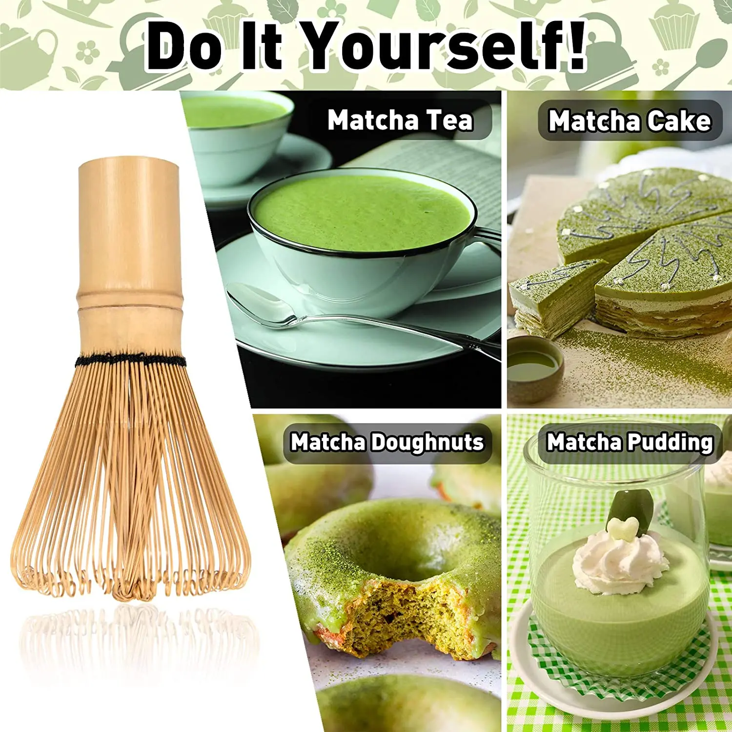 Traditional Matcha Tea Tool Set Bamboo Whisk (chansen) + Ceramic Whisk