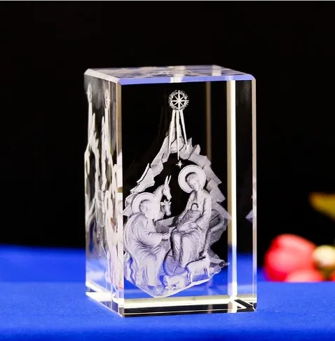 3D Laser Crystal Block for Premiere Communion Souvenir Gifts with Jesus Figurine Religious supplier