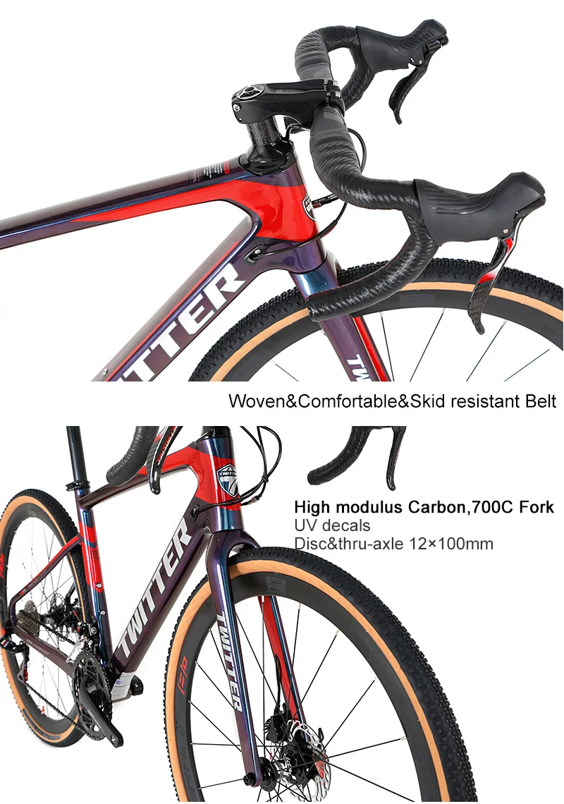 2020 New 700c Gravel Bike Carbon Fiber Disc Road Bike 700*40c 45c