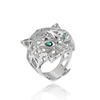 Men And Women Animal shaped Panther Leopard head rings silver color plated Unisex different size plain jewelry ring