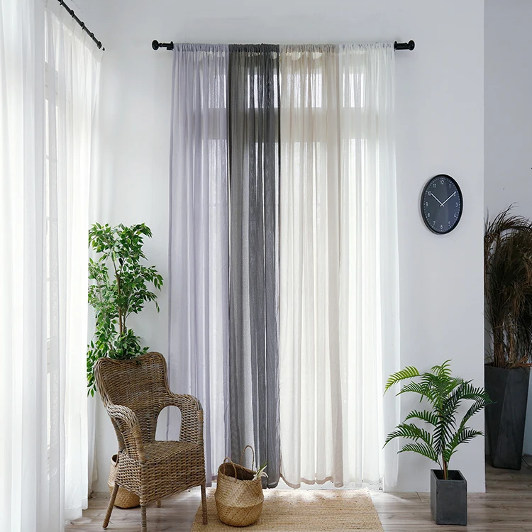 New Design Eyelet Window Crushed Voile Sheer Fabric Curtain