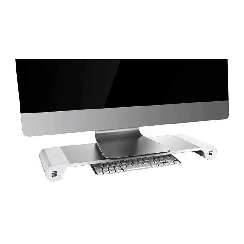 Aluminum Laptop Monitor Stand With 4 USB Ports Output 5V 4A