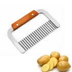 Kitchen Accessories Stainless Steel Wood Handle Potato Wavy Edged Knife Cutting Peeler
