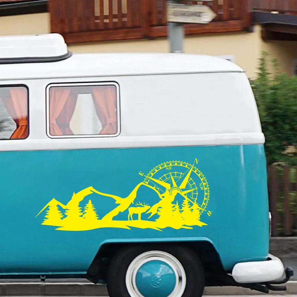 1 Pair Compass Motorhome Vinyl Graphic Nautical Camper Car Caravan