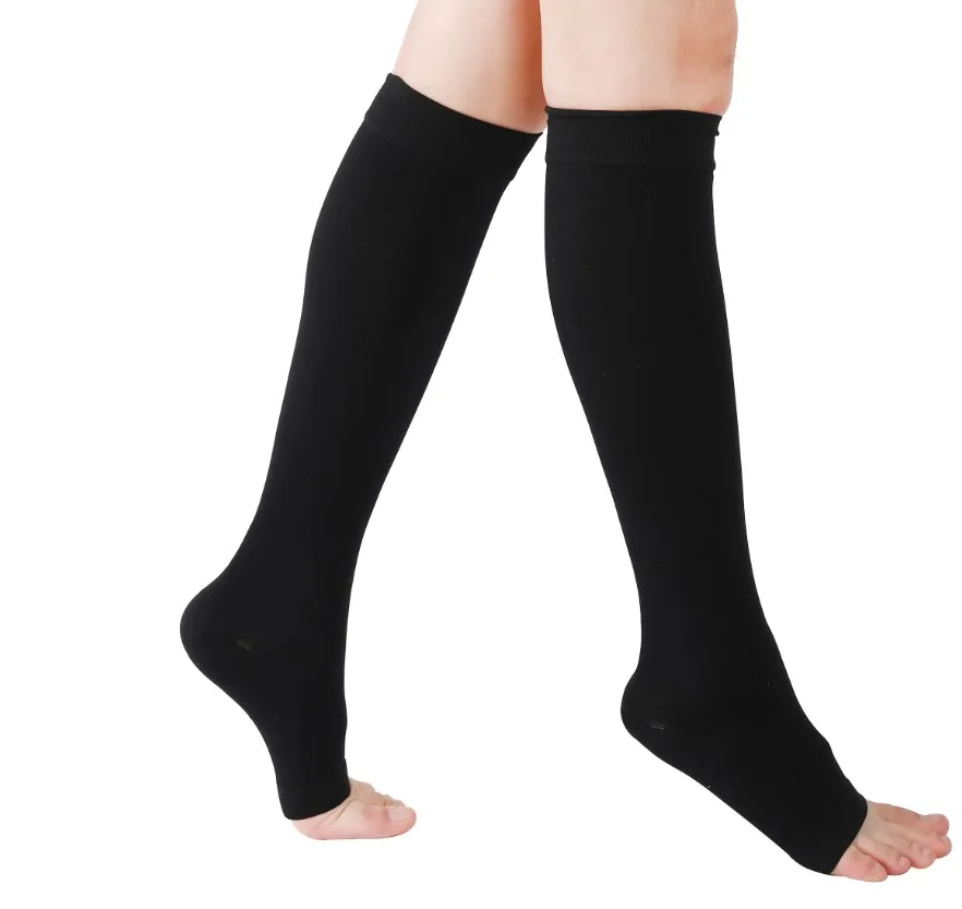 Medical Graduated 20-30mmhg Compression Open Toe Stockings Socks For ...